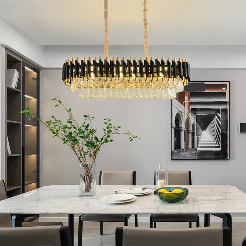 DecorBites™ Crystal LED Pendant Chandelier: Modern Luxury Living Room Dining Lighting Fixture