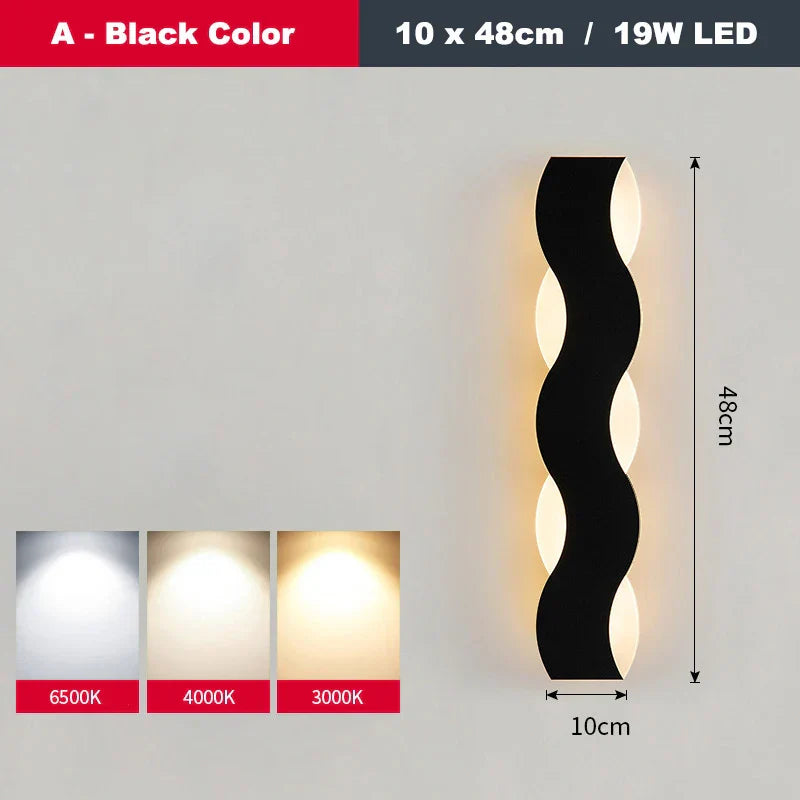 DecorBites™ LED Wave Wall Light for Indoor Corridors, Bedrooms, and Sofas