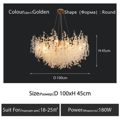 DecorBites™ Crystal LED Chandelier: Elegant Nordic Branch Design for Living Room, Hotel, Dining Area