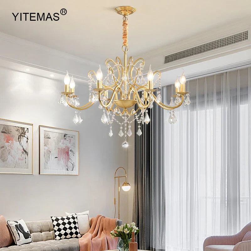 Gold Crystal Shade Chandelier