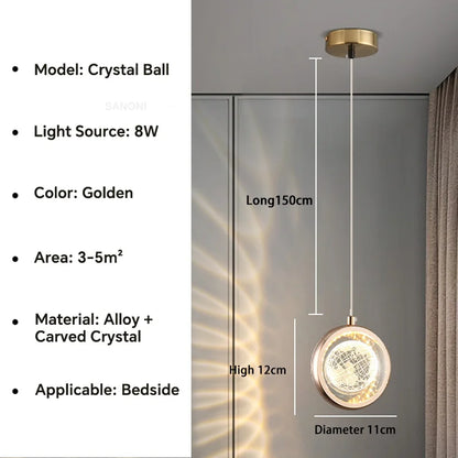DecorBites™ Crystal Ball Chandelier - Luxury Pendant Light for Bedroom and Living Room