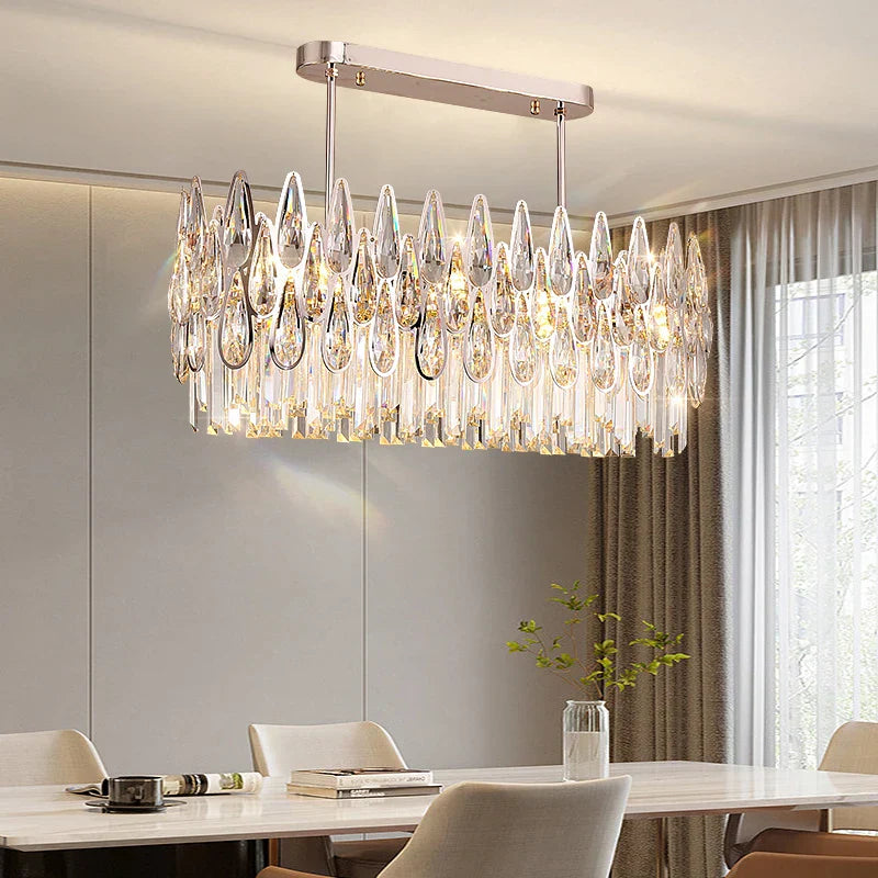 DecorBites™ Crystal LED Chandelier | Long Stairway Villa Light | Modern Luxury Post Lamp