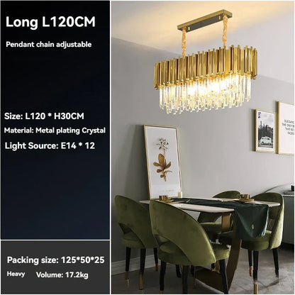 DecorBites™ Crystal Gold Chandelier LED Ceiling Pendant for Living Room Bedroom Kitchen Island