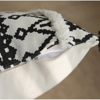 DecorBites™ Geometric Tufted Cotton Woven Cushion Cover 45x45cm for Home Sofa Bed Decor