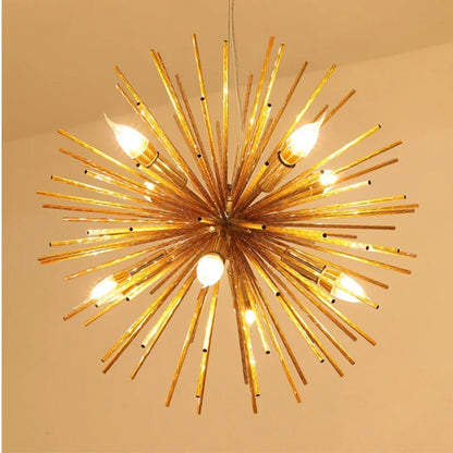 DecorBites™ Geometric Starburst Chandelier: Modern LED Ceiling Lighting for Living Room & Restaurant