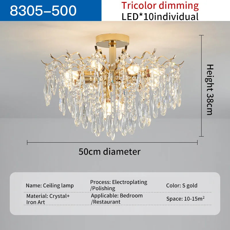 DecorBites™ Elegant Crystal Chandelier for Living Room, Dining Room, Bedroom, Villa Hall