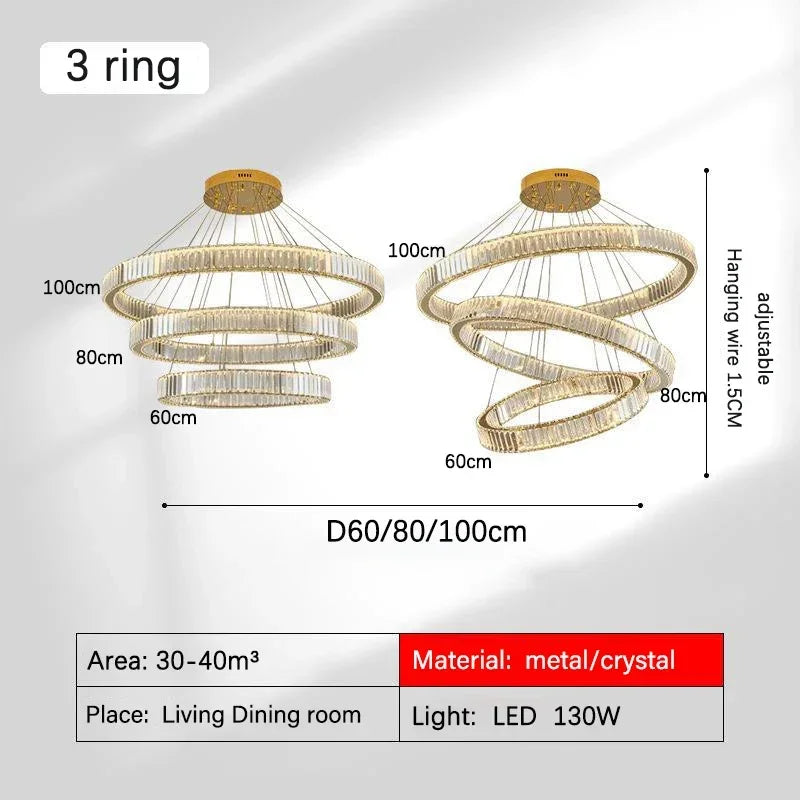 Gold Crystal Halo Chandelier