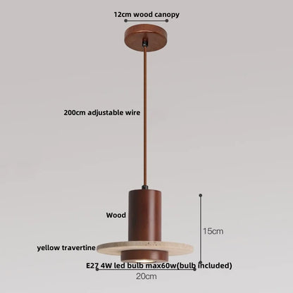 DecorBites™ Glass Ball LED Pendant Lamp for Coffee Living Dining Room with Natural Wood and Stone