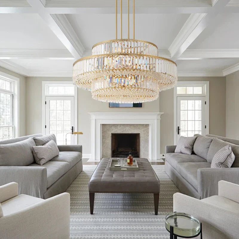 DecorBites™ Gold Crystal LED Multi-layer Pendant Lights for Living Room Bedroom Decoration