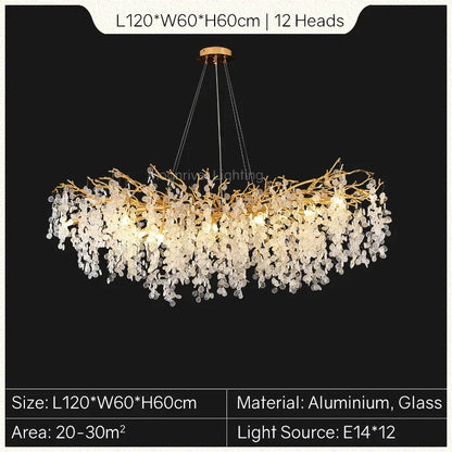 DecorBites™ Gold Tree Branch Chandelier: Elegant European Style Pendant Light for Home Decor
