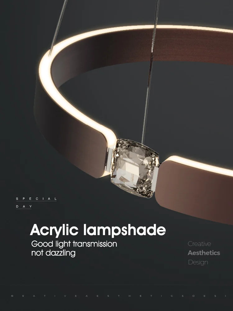 DecorBites™ Diamond Ring Chandelier | Nordic Crystal Bedroom and Living Room Luxury Lamp