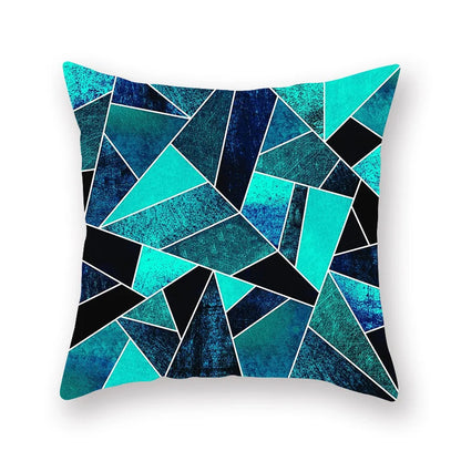 DecorBites™ Geometric Leaf Flower Pillowcase Teal Blue Sofa Car Home Decor Throw Cover