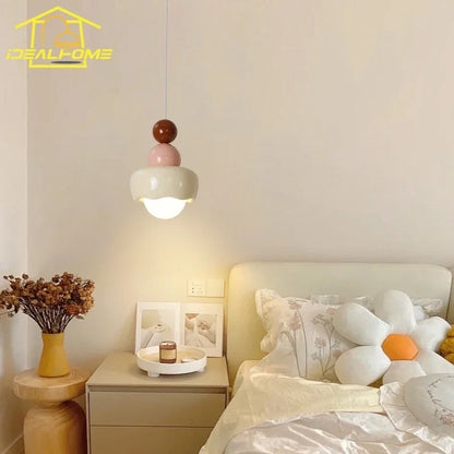 DecorBites™ Cream Wind Resin/Glass Pendant Lights: Modern LED E27 Hanging Lamp for Bedroom, Bar, Kids Room