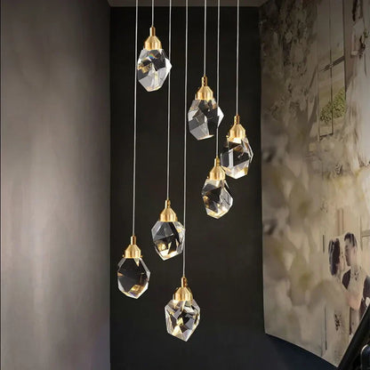 DecorBites™ Diamond Crystal Chandelier Staircase LED Large Living Room Hall Lighting