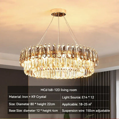 DecorBites™ Gold Crystal Chandelier: Luxury Lighting for Dining Living Bedroom Kitchen Island