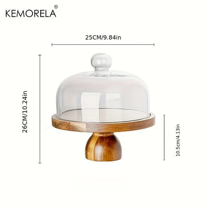 DecorBites™ Acacia Wood Cake Tray: Elevate Your Dessert Display