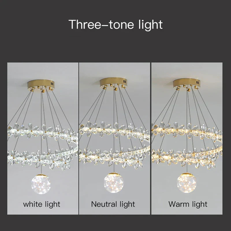 Gold Crystal Spiral Chandelier Type-A D80cm