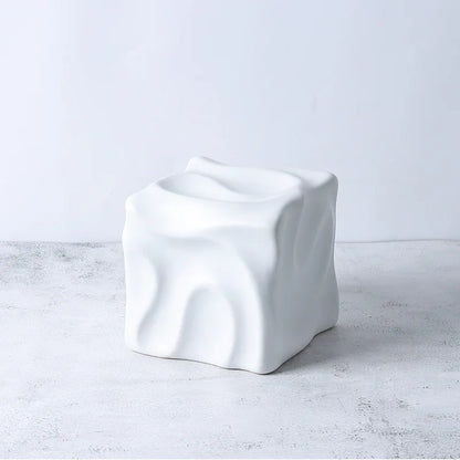 DecorBites™ Gold Ceramic Geometric Irregular Fold Pattern Decorative Figurine