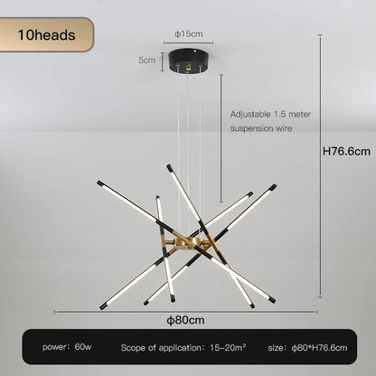 DecorBites™ Gold LED Ceiling Chandelier for Living Room Bedroom Kitchen - Dimmable Pendant Light