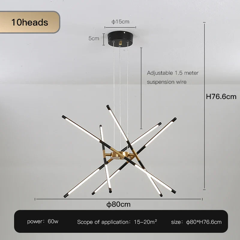 Gold LED Ceiling Chandelier 12-Head Dimmable