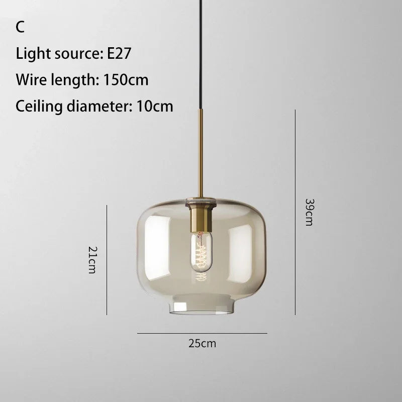 Glass Industrial Pendant Light
