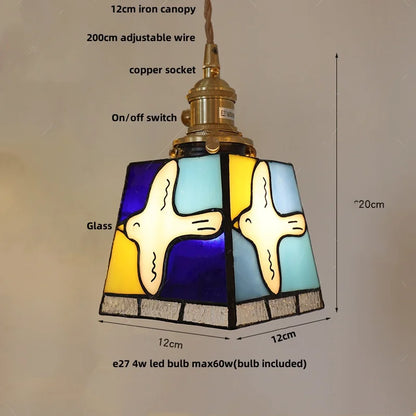DecorBites™ Cube LED Pendant Lamp Walnut Wood Glass Hanging Lights for Restaurant and Bedroom