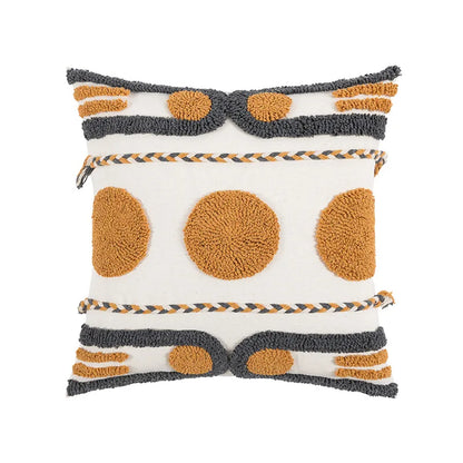 DecorBites™ Geometric Embroidered Cotton Canvas Cushion Cover Home Decor Boho Style