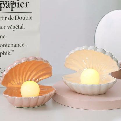 DecorBites™ Dream Pearl Ceramic Lamp Desk Decoration Modern Home Decor Ornaments Shell Storage Box