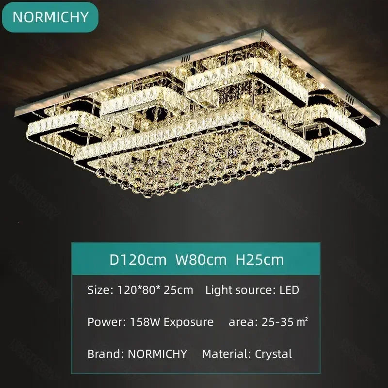 DecorBites™ Crystal LED Chandelier Silver Chrome Remote Control Light