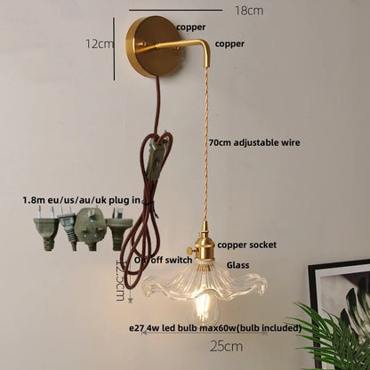 DecorBites™ Clear Glass LED Wall Lights with Adjustable Pull Chain Switch