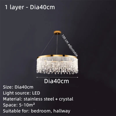 DecorBites™ Crystal Waterfall Chandelier for Foyer Dining Room Hotel Home Decor