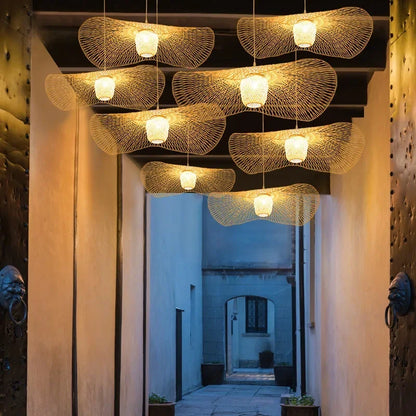 DecorBites™ Bamboo Pendant Chandelier for Dining Room | Japanese Style Ceiling Lamp