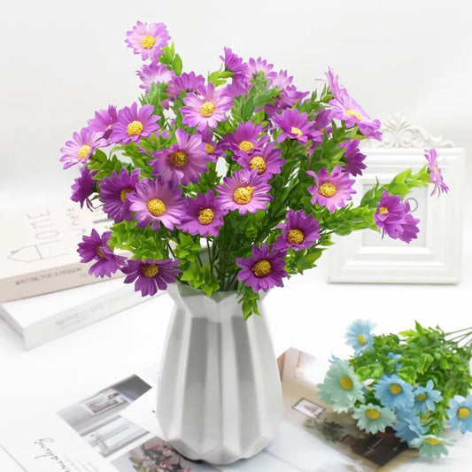 DecorBites™ Daisy Bouquet Green Plant Synthetic Flowers Set for Home Decor & Weddings
