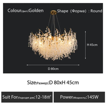 DecorBites™ Crystal LED Chandelier: Elegant Nordic Branch Design for Living Room, Hotel, Dining Area