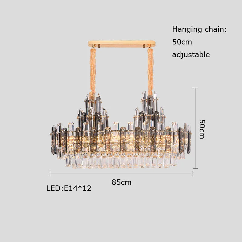 DecorBites™ Crystal LED Oval Round Chandelier Hanging Lamp - Dimmable Ceiling Pendant