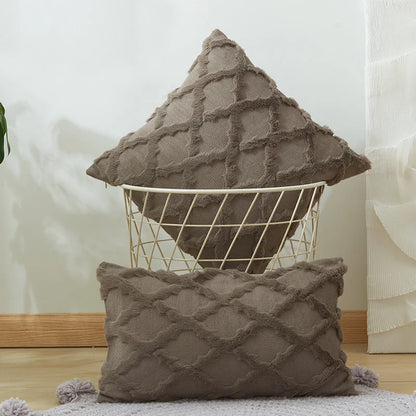 DecorBites™ Embroidered Diamond Cushion Cover for Modern Living Room Decor