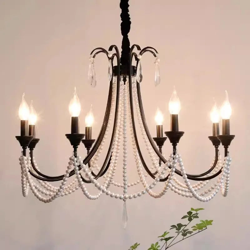 DecorBites™ Elegant Black Crystal Chandelier Pendant Light for Living Room