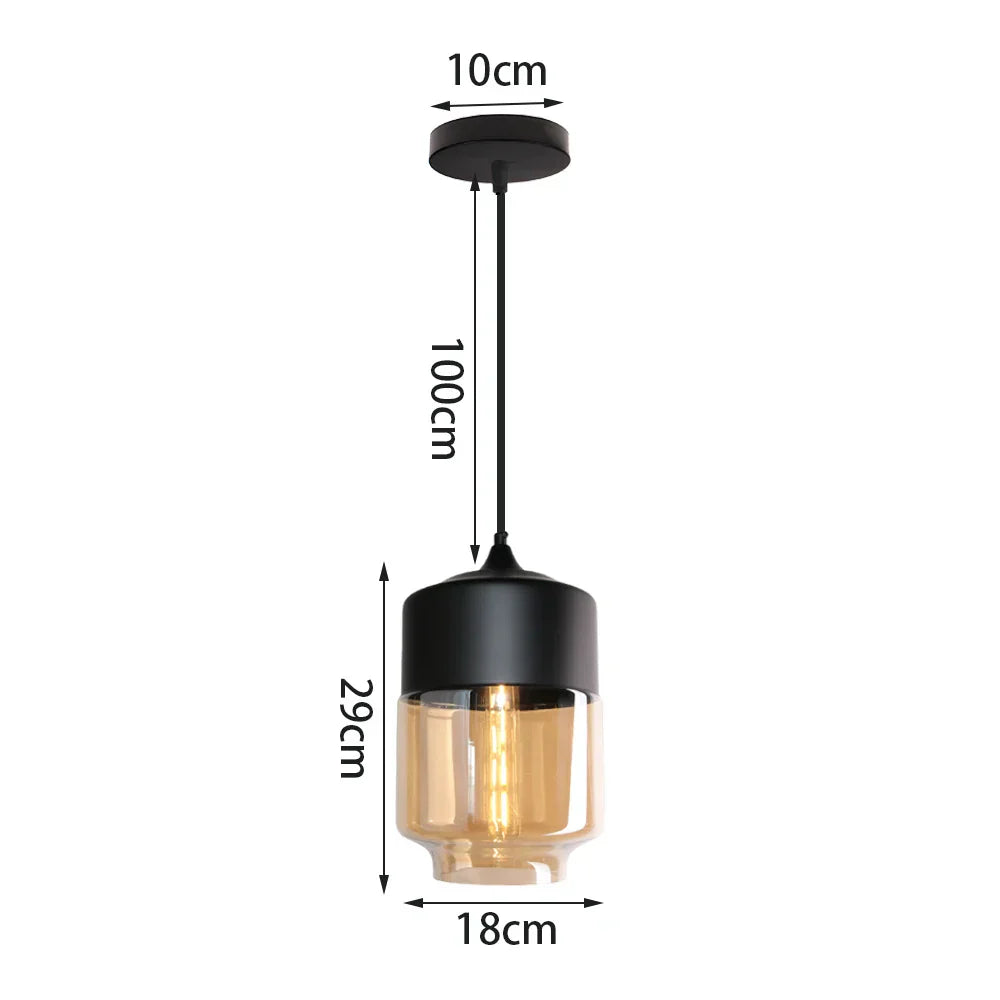 DecorBites™ Glass Shade Pendant Light, Industrial Kitchen Restaurant Decor Lighting