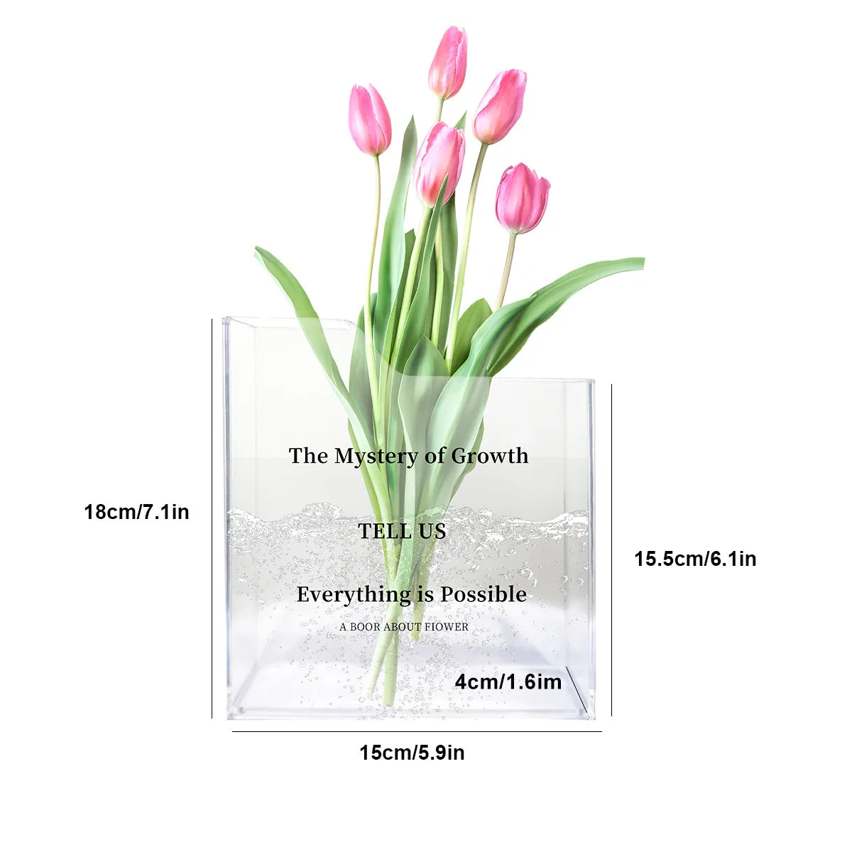 Acrylic Book Vase Bookshelf Decor