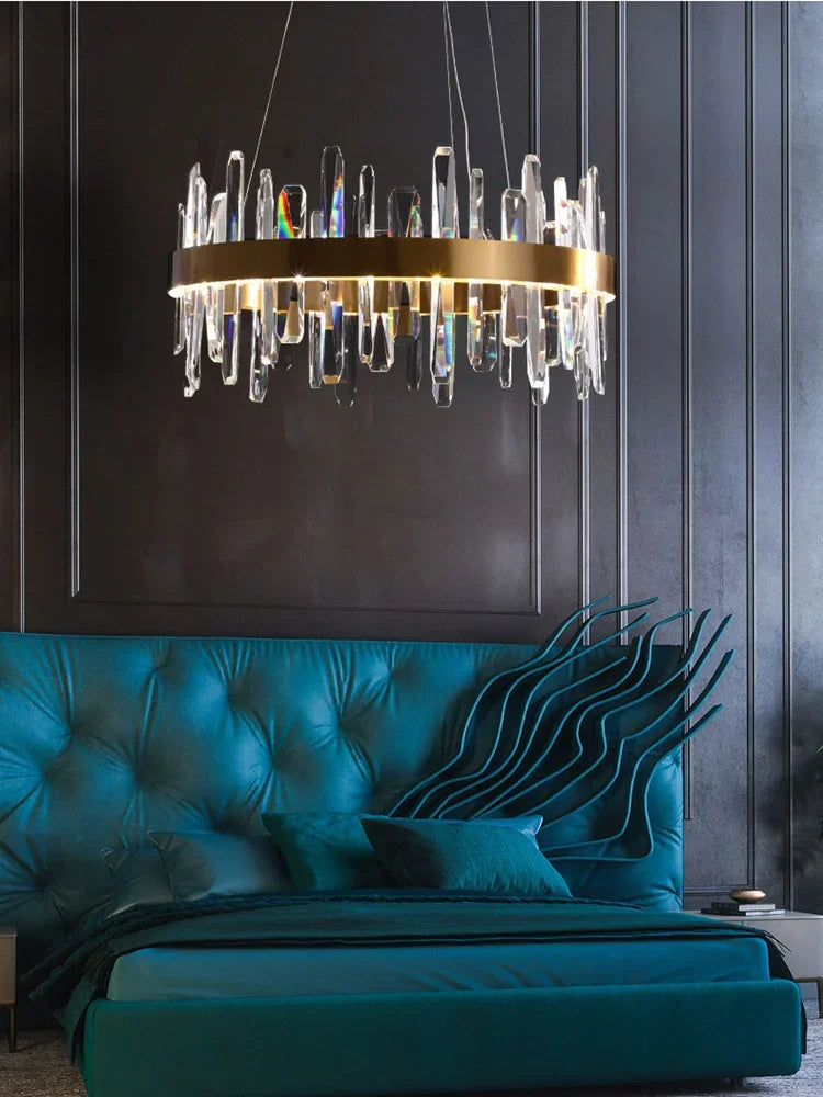 Gold Crystal Round Chandelier K9 Long DIA100cm