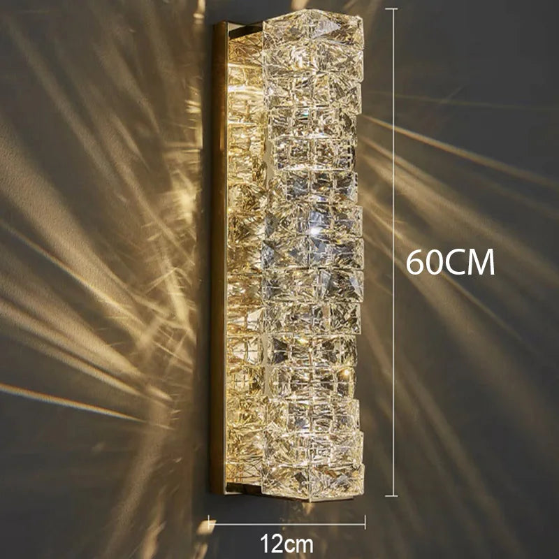 Gold Chrome Crystal Sconce For Living Room 60cm
