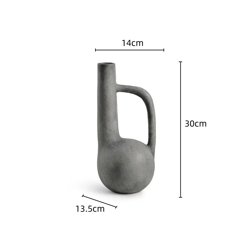 DecorBites™ Geometric Stoneware Vase Vintage Art Craft Home Decor Ornaments
