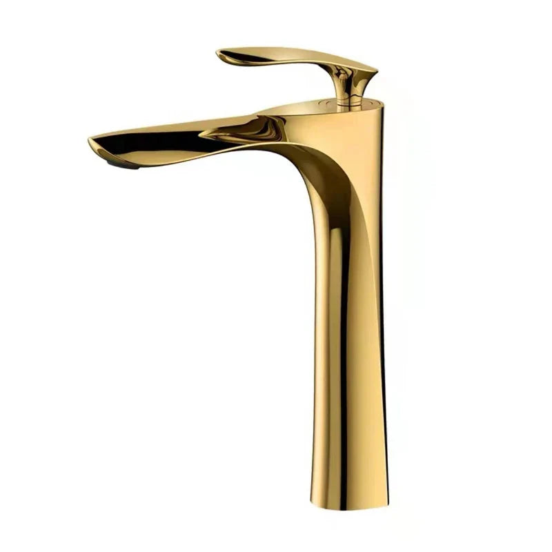 DecorBites™ Gold Basin Mixer Tap High Golden Waterfall Faucet for Washbasin and Toilet