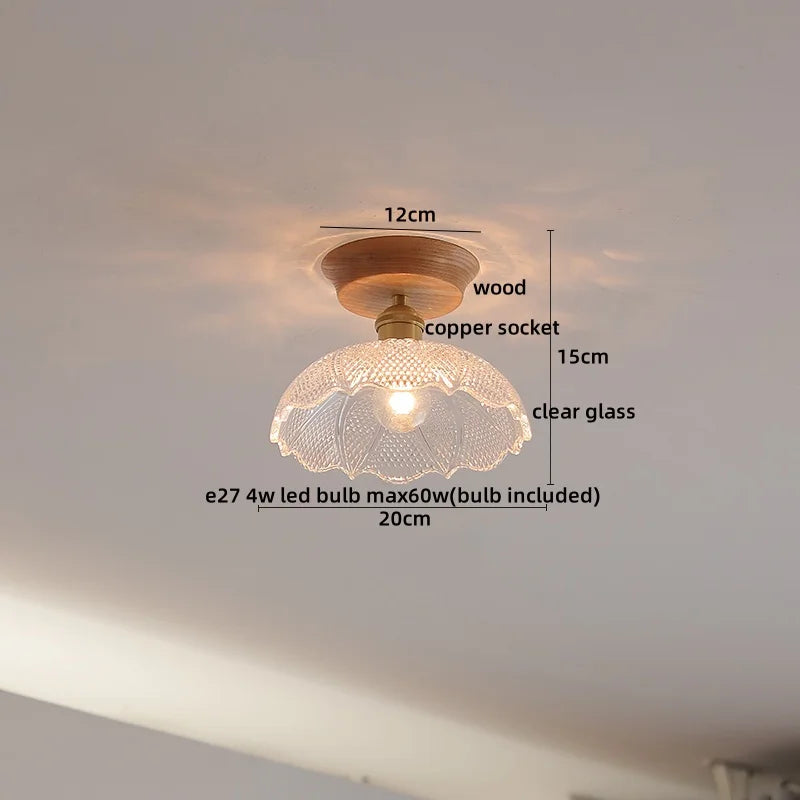 DecorBites™ Glass Wood LED Ceiling Lamp for Home Lighting and Decoration