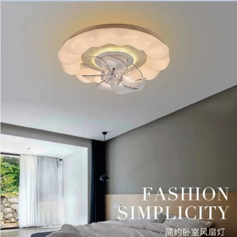 White Dimmable Ceiling Fan D50cm Tricolor Remote