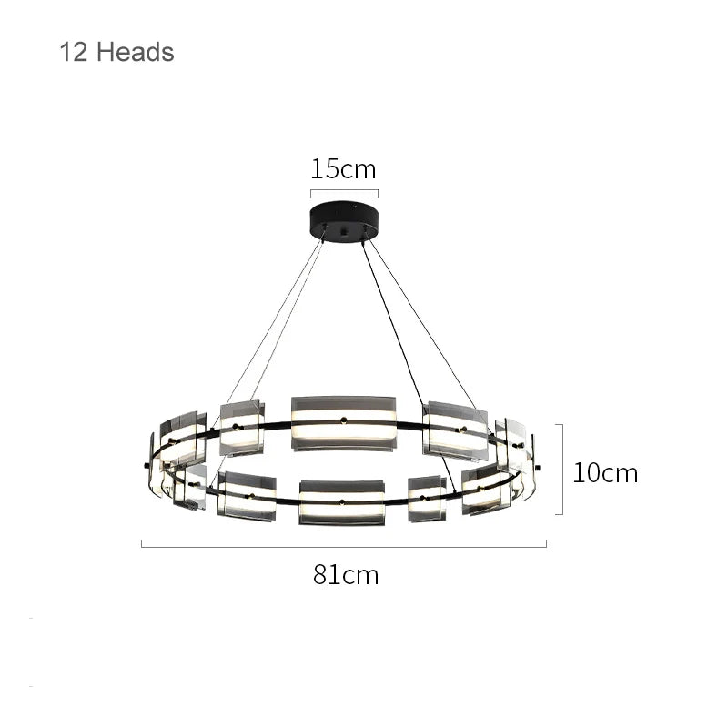 DecorBites™ Glass Restaurant Chandelier, High-End All Copper Lighting Fixture