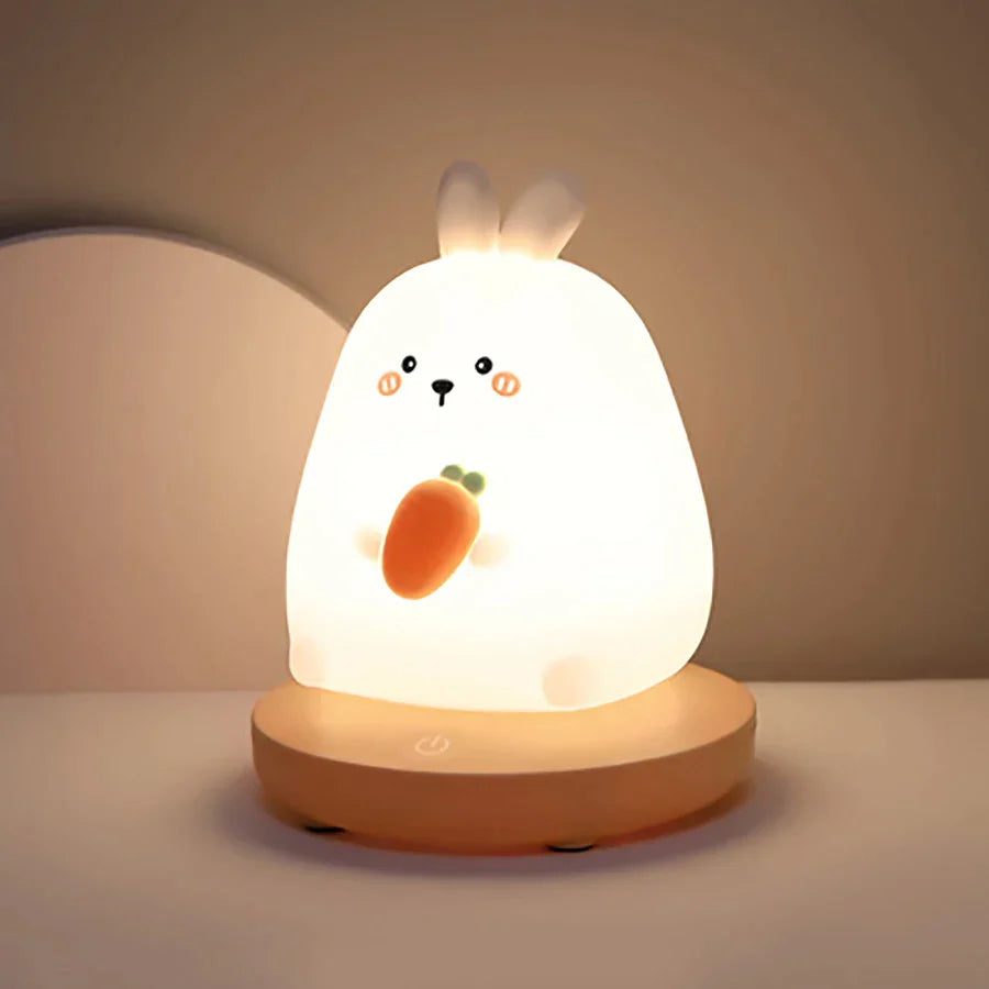 DecorBites™ Kids' Animal Silicone Night Light - Touch Sensor, Dimmable, Rechargeable
