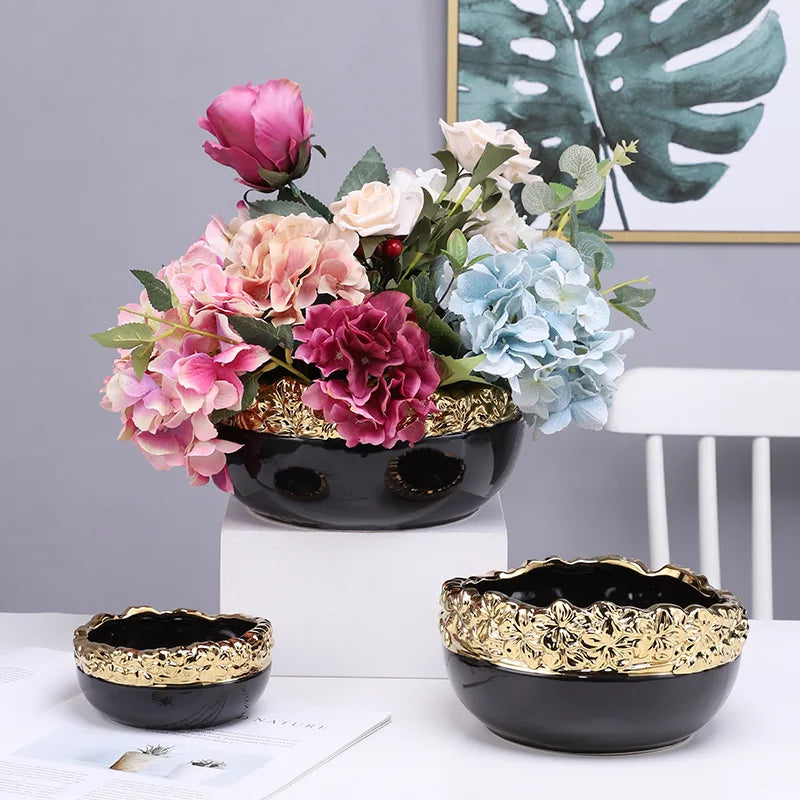 Gold Edge Ceramic Planter