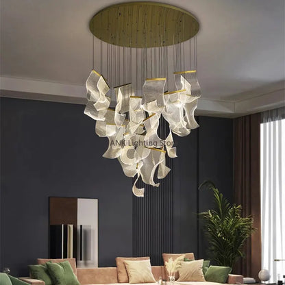 DecorBites™ LED Art Acrylic Pendant Light for Modern Luxury Staircase Chandelier