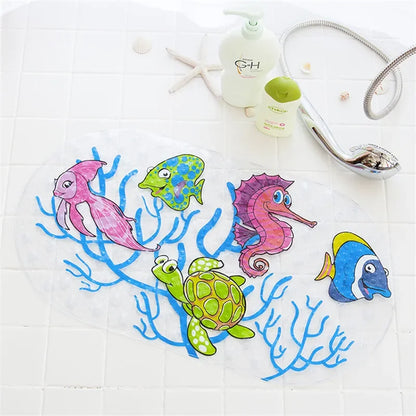 DecorBites™ Kids PVC Bathroom Mat with Suction Cups and Drainage in 12 Colors